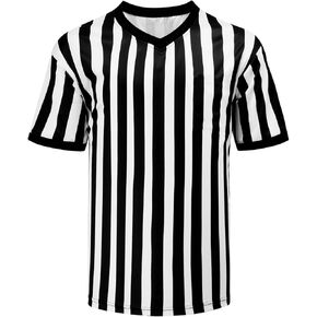 Men’s Referee Shirt V-Neck Official Ref Shirt Costume Umpire Jersey for Womens and Mens Basketball Football Halloween Uniform