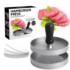 burger press with 100 sheets of meatloaf paper, non-stick burger press for pies, aluminum burger press for kitchen grill
