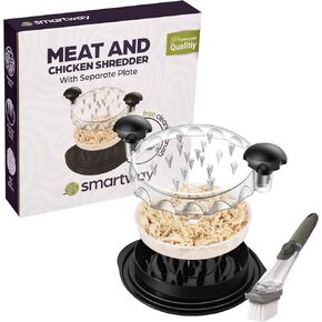 Chicken Shredder – Separate Plate, Automatic Soap Dispenser Cleaning Brush, Anti-Slip – Large 9.8" Chicken Breast Meat Shredder, Chicken Shredder Tool Twist, Dishwasher Safe, BPA Free