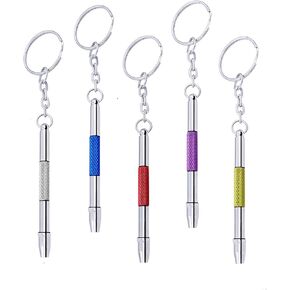 5 Pcs Mini Eyeglass Screwdriver, 4 in1 Watches Mini Precision, Stainless Steel Screwdriver Kit, Eyeglass Repair Set with Keychain,Stainless Steel Alloy Watchmaker Tool (5 colors)