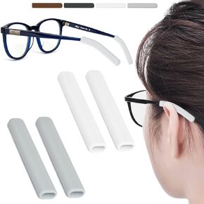 2 Pairs Silicone Glasses Ear Cushion, Eye Glasses Ear Grippers Anti Slip, Glasses Ear Grips Non Slip, Eyeglass Ear Cushions for Pain, Temple Sleeves Tips Ear Pads for Glasses Slip Preventer (BLK&BRN)