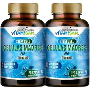 2 Celulas Madres AFA Stem Natural Cell 120 Capsules 1000 mg Blue Green Algae Non GMO Gluten Free Aphanizomenon Flos-aquae Bio celula Madre Supplement