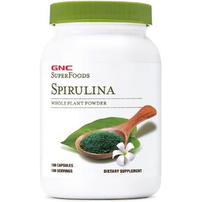 GNC SuperFoods Spirulina Whole Plant Powder Capsules - 100 Capsules (100 Servings)