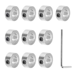 MECCANIXITY Shaft Collar 1/4" Bore Aluminum Alloy Clamping Collar with M3 Screws and Wrench for CNC Parts, Machine Tools, Wheelbarrow, Lawn Tractor Silver 1 Set