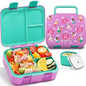 Fimibuke Bento Lunch Box for Kids, Leak-proof Boys Girls Bento Box with 3-Compartment BPA Free Dishwasher Safe Kids Lunch Portion Container Snack Box with Sauce Cup for Age 3-12 Kid Toddler for School