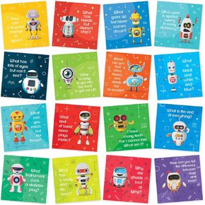 Lunch Box Notes for Kids - 60 Fun Robot Riddle Cards for Boys and Girls Lunchbox - Create Memorable Thinking of You Notes