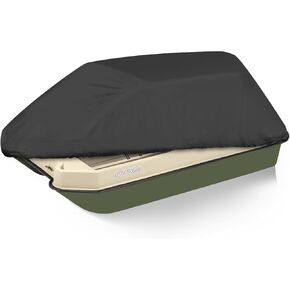 900D Waterproof Pond Boat Cover Fits 8'-10'L Pond Prowler Bass Raider Boat and Bass Fishing Boat, Heavy Duty Marine Grade Canvas, Black