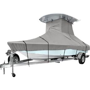 iCOVER T-Top Hard Top Boat Cover, 600D Heavy Duty Marine Grade T TOP Roof Covers Fits 18ft-20ft Long Center Console Boats, Waterproof Anti-UV Fade-Resistant Watercraft Storage Protection, Grey