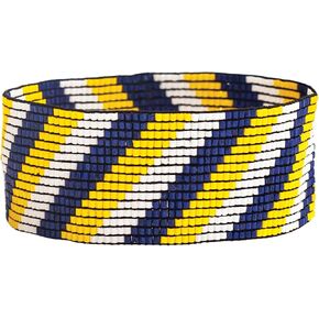 INK + ALLOY Game Day Striped Cuff Bracelets for Women, Beaded Stretch Bracelet for Sports Fans, Handmade Jewelry for College Students, Teachers, Team Gifts, 1-Inch W