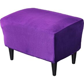 OBCREAT Ottoman Cover Stretch Velvet Ottoman Slipcovers Rectangle Folding Storage Cover with Elastic Bottom Footstool Covers for Living Room Ottoman Foot Rest Protect Cover (Beige)