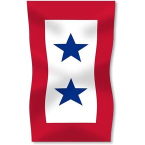 2 Blue Stars Military Service Flag Sticker (Army Two Serving Parent Vinyl Decal for car Truck or Laptop (3 x 5 inch)