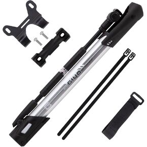 GIYO Frame Floor Pump with Gauge Portable & Lightweight Bike Tire Pump, Aluminum High Pumping Volume Presta/Schrader Frame Mounting Taiwan Made (GM-641)