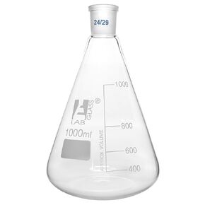EISCO Erlenmeyer Flask, 1000ml - 24/29 Joint, Interchangeable - Borosilicate Glass - Conical Shape, Narrow Neck