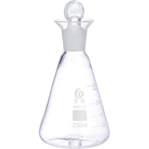 Flask Experiment Glass Flask Glass Conical Flask Graduated Borosilicate Erlenmeyer Flask with Ground Stopper for Lab Experiment Chemistry- 250ml Glass Beaker Chemistry Glassware in Kuwait