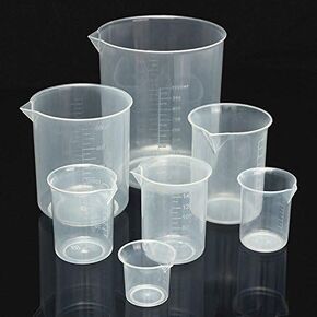 Pack of 3 Capacity Transparent Kitchen Laboratory Plastic Graduated Volumetric Beaker Container Measuring Cup Tool of Plastic Fishing Measuring Cup Bait Tackle Boxes Measuring Cup Tool