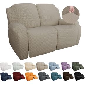 YEMYHOM 4 Pieces Stretch Recliner Slipcover Latest Jacquard Recliner Chair Cover with Side Pocket Anti-Slip Fitted Recliner Cover Couch Furniture Protector with Elastic Bottom (Recliner, Army Green)