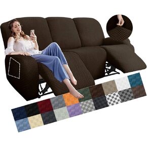 YEMYHOM 4 Pieces Stretch Recliner Slipcover Latest Jacquard Recliner Chair Cover with Side Pocket Anti-Slip Fitted Recliner Cover Couch Furniture Protector with Elastic Bottom (Recliner, Army Green)