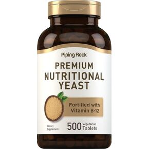 Piping Rock Nutritional Yeast Tablets | 500 Count | Fortified with Vitamin B12 | Complex | Non-GMO Supplement
