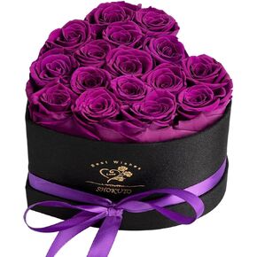 16-Piece Forever Roses in Heart Box,Preserved Rose Flowers,Birthday Gifts for Women Her Mothers Wife,100% Real Roses Last for 3 Years.Eternal Rose Gift Box for Valentines Christmas Mother's Day
