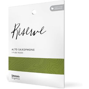 D’Addario Woodwinds - Organic Reserve Alto Saxophone Reeds - Alto Sax Reeds - Individually Sealed - Filed, Strength 2, 3-Pack