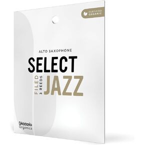 D’Addario Woodwinds - Organic Select Jazz Alto Saxophone Reeds - Alto Sax Reeds - Individually Sealed - Filed, Medium, Strength 2, 3-Pack