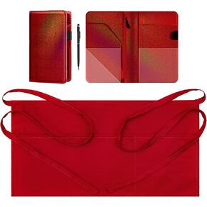 Glitter Leather Server Book with Zipper Pocket & Waist Short Apron & Pen for Waitress, Waiter, Bartender in Kuwait