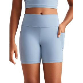 شورت CRZ YOGA للفتيات Butterluxe رياضي عالي الخصر لراكبي الدراجات النارية مع جيوب - شورت للجري والرقص النشط للأطفال في سن المراهقة