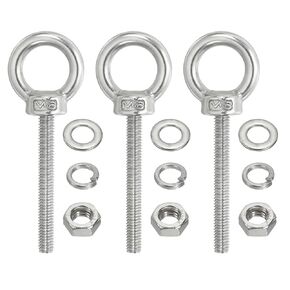 PATIKIL M10 x 80mm Lifting Shoulder Eye Bolt, 2Pcs 304 Stainless Steel Lifting Ring Threaded Eyebolt with Nuts Washers for Hanging Hammocks Articles