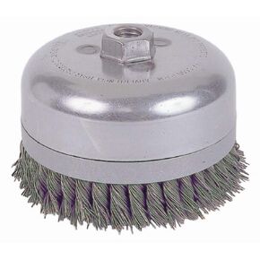 Weiler 12686 6" Double Row Knot Wire Cup, Banded, 035" Steel Fill, 5/8"-11 UNC Nut, Made in The USA