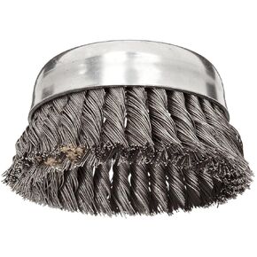 Weiler 12276 5" Single Row Knot Wire Cup Brush, .023" Steel Fill, 5/8"-11 UNC NUT, Made in the USA