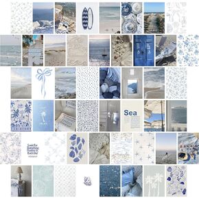 TwoDays Coastal Granddaughter Room Decor, Beachy Aesthetic Wall Collage Kit, Coastal Cowgirl Wall Art Prints for Teen Girls Bedroom, Beach Artwork. (Set of 50, 4" × 6")