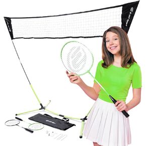 Badminton Net Rackets Shuttlecocks Combo Set - Portable & Instant Setup (Backyard Fun, Beach Park Picnic Outdoor Games)