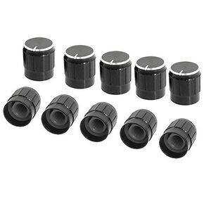 URBEST® 20Pcs Black Metal Liner Taper Rotary Potentiometer Control Knobs Cap Adjustable for 6mm Knurled Shaft Dia.