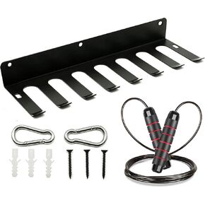 Heavy-Duty Gym Storage Rack + Jump Rope, Barbell Wall Mount, Gym Organizer, Gym Wall Storage, Weight Plate Wall Mount, Gym Hooks, Barbell Holder Wall Mount, Cable Attachment Storage, Wall Mounted Dumbbell Rack