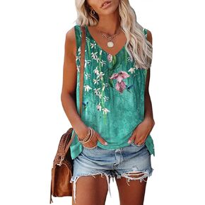 ETCYY Womens Summer Tops Sexy Tie Dye V Neck Tank Top Loose Fit Cute Printed Workout Sleeveless T Shirts