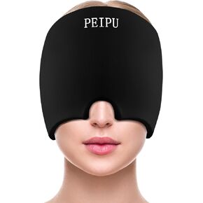 PEIPU Migraine Relief Cap, Soothing Headache Ice Pack, Cooling Gel Hat,Hot/Cold Therapy,Face Cold Compress Head Wrap for Hangover, Tension, Stress, Sinus, Puffy Eyes