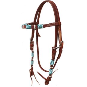 CHALLENGER Horse Western Turquoise Rawhide Browband Show Tack Bridle 78197HB1