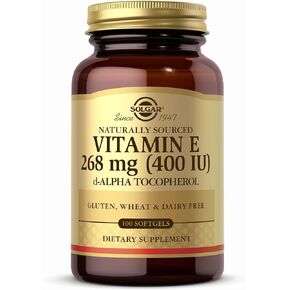 SOLGAR Vitamin E 268 mg (400 IU) - 100 Softgels - Naturally-Sourced Vitamin E as d-Alpha Tocopherol - Gluten Free, Dairy Free - 100 Servings