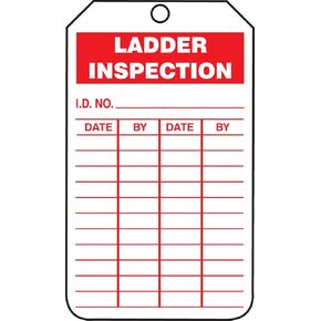 Accuform TRS248CTM PF-Cardstock Inspection & Status Record Tag, Legend "Ladder Inspection", 5.75" x 3.25", Red on White (Pack of 5)