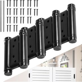 3 Inch Double Action Spring Hinge, 201 Stainless Steel, Cafe Door Self-Closing Door Hinge, Fence Door, Salon Door Hinge with Pins and Screws (4-Pack) (Black, 3 inches)