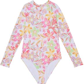 Roxy Girl's Tropical Time One-Piece Swimsuit (Big Kids) Bright White Bayside Blooms 16 (Big Kid)
