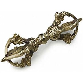 Tibetan Buddhist Lama Antique Brass Dorje Vajra 3.5 Inches Long Sacred Ritual