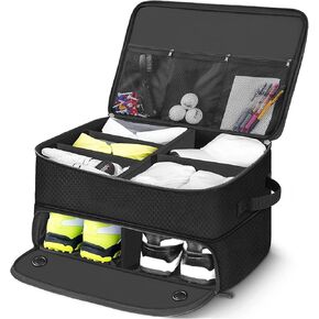 2 Layer Golf Trunk Organizer Waterproof Car Golf Organizer with Separate Compartment to Storage 2 Pair Shoes & Other Golf Accessories Golf Gifts for Men & Women