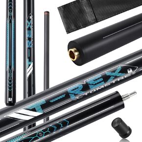 Little Monster Carbon Fiber Pool Cue - 3 Pieces Break Jump Cue Pool Stick, Technology Low Deflection Billiard Pool Cue Stick 12.9mm Tip with PU Leather Bag