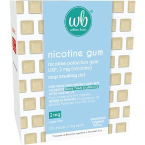 2mg Uncoated Nicotine Gum (Original Flavor - 170 Count) Stop-Smoking Aid - Reduces Withdrawal Symptoms