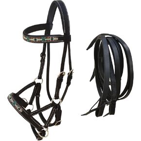 Horse Western English Leather Bitless Sidepull Bridle w/Split Reins 77RS10