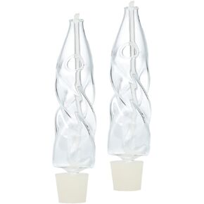 Glass Paraffin Shabbat Candle Holder Cup Twisted Shape 2 Pack