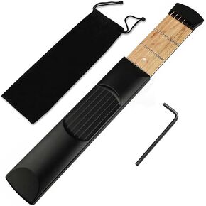 Pocket Guitar Fretboard Guitar Practice Neck,Portable 6 Fret Guitar Chord Practice Tool for new beginner（Black)
