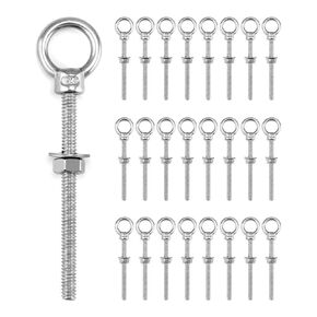 QWORK 10 Pack Eye Bolt, T316 Stainless Steel Marine Grade Threaded Eyebolts, 1/4"x3" Lifting Ring Threaded Eyebolts with Nuts Washers