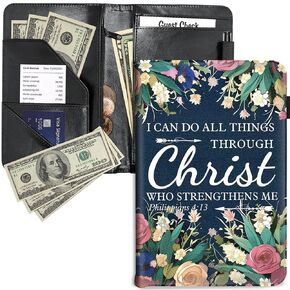 Server Book, Waitress Books with Zipper Pocket Christian Flower Design Serving Book Organizer Restaurant Guest Check Presenter Fit for Serving Aprons